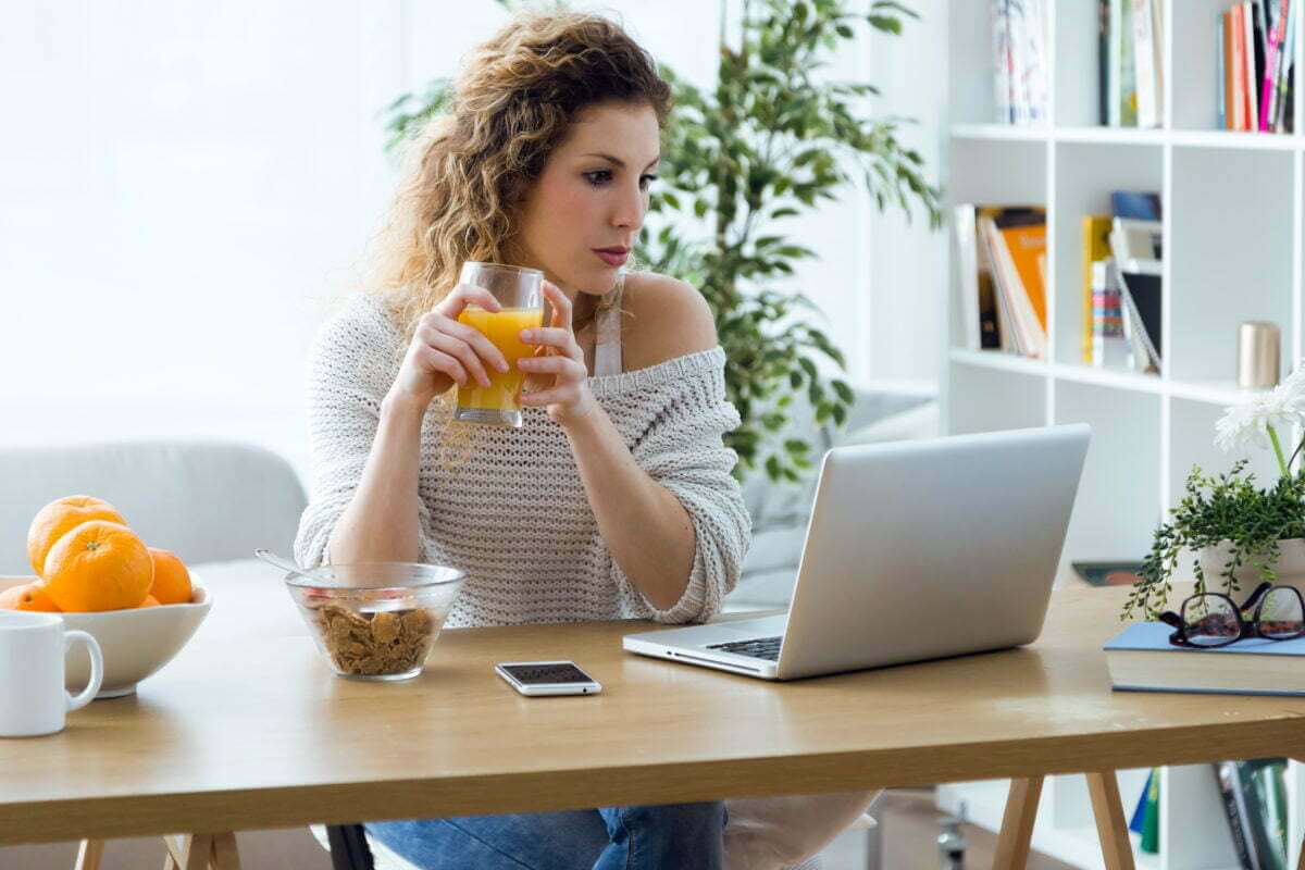 A woman visits a website